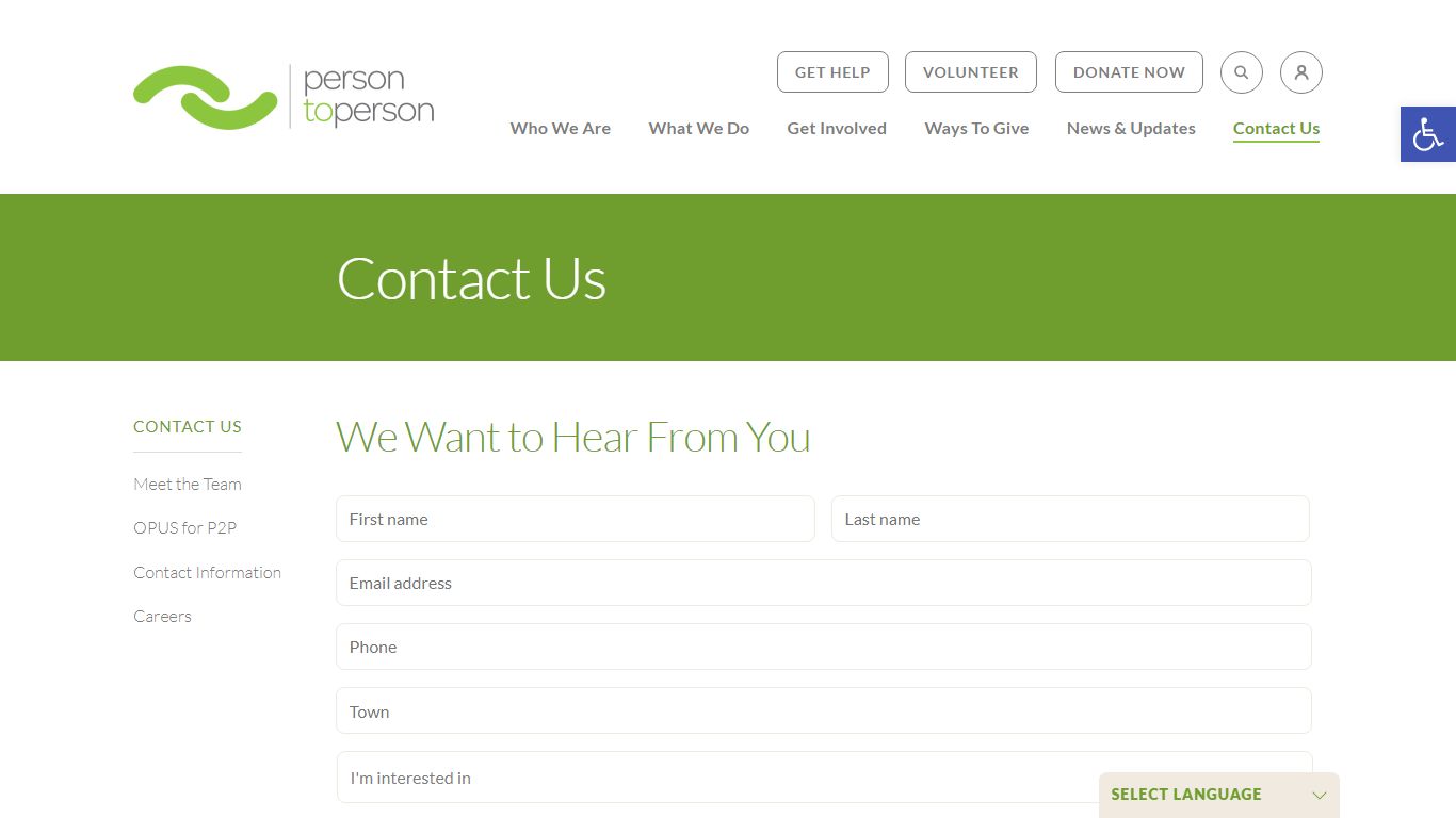 Contact Us - Person to Person